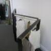 Black Tri Folding, Commercial Shop Display Iron Clothes Rail with Gold Coloured Hanging Bar. Size H160 x W115 x D9cm. Approx Overall Length 3.5m. NOTE: Un-assembled for collection and clothes rails are extremely heavy - 8
