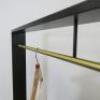 Black Tri Folding, Commercial Shop Display Iron Clothes Rail with Gold Coloured Hanging Bar. Size H160 x W115 x D9cm. Approx Overall Length 3.5m. NOTE: Un-assembled for collection and clothes rails are extremely heavy - 10