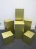 6 x Assorted Sized Gold Di-Bond Butler Finish Display Plinths to Include: 1 x H100cm x W30cm x D25cm, 3 x H60cm x W30cm x D25cm & 2 x H30cm x W30cm x D25cm.