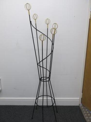 Post War Designed Metal "Atomic" Hatrack Umbrella Stand with 6 Graduated Height Open Sphere Form Finials. Size H190cm.