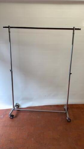 Mobile Folding & Adjustable Clothes Rail with Pull Out Side Extension. NOTE: missing 1 side extension.