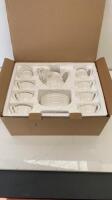 Boxed/New PUKKA HOME Royal Style Bone Chine Tea Service Set in White to Include: 1 x Tea Cup, 1 x Milk Jug, 1 x Sugar Pot, 6 x Cups, 6 x Saucers & 6 Tea Spoons. Comes in Original Box.