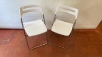 Pair of Ikea Nisse Gloss White Folding Chair on Chrome Frame.
