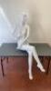 Schlappi Female Full Bodied Abstract Sitting White Gloss Mannequin with Shoulder & Hand Joints.