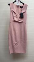 Paule Ka Pale Pale Pink V-Neck Bow Detail Dress, Size 36. Comes with Hanger & Dress Cover Carrier. RRP £550.00