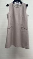 Paule KA Beige Sleeveless 100% Wool Dress with Zip Detail, Size 40, Shop Display No Tag. Comes with Hanger & Dress Cover Carrier . NOTE: small repair to dress on left hand side (as viewed/pictured).