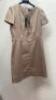 Paule Ka Beige Cotton Gabardine Dress with Lace up Neckline, Size 44. Comes with Hanger & Dress Cover Carrier. RRP £530.00