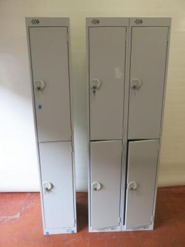 Bank of 2 & Bank of 4 Link Lockers. H180cm x W60cm x D45cm & H180cm x W30cm x D45cm. NOTE: missing 1 key.