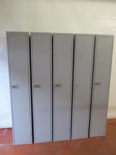 5 x Elite Personnel Lockers with Keys. Size H178cm x W30cm x D46cm.