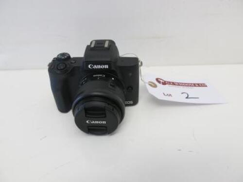 Canon EOS M50 Mirrorless Digital Camera with Canon 15-45mm Zoom Lens & Electronic Viewfinder. Comes with Lens Cap (Requires Battery).