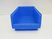 8 x Stapelkasten, Blue Plastic Bins, PK3. Size H14cm x W21cm x D35cm.