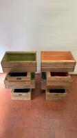 8 x Wooden Painted Display/Storage Boxes with Shelf & Handle. Size H20cm x W54cm x D36cm. 