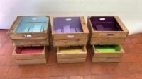 6 x Wooden Painted Display/Storage Boxes with Shelf & Handle. Size H20cm x W39cm x D33cm. 