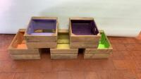 6 x Wooden Painted Display/Storage Boxes with Shelf & Handle. Size H20cm x W39cm x D33cm. 