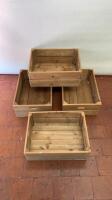 4 x Wooden Storage Box with Handle. Size H20cm x W50cm x D35cm. 