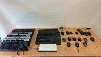 26 Keyboards & Mouses to Include: 5 x Assorted Wireless Keyboards, 8 x Assorted Wired Keyboards, 5 x Assorted Wireless Mouse & 8 x Assorted Mouse. As viewed/pictured. 