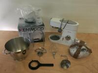 Kenwood Chef Titanium Limited Edition Kitchen Machine to Include: Chef Titanium Stand Mixer 1400w, Model KMC015, Glass Mixing Bowl, Stainless Steel Mixing Bowl, K Beater, Whisk, Dough Hook, Splash Guard & Food Mincer with Spanner.