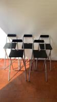 5 x Folding Metal Bar Stools in Black & Silver. Size H97cm