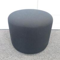 Ply Wood Black Upholstered Pouffee, Size H43cm x Dia 42cm.