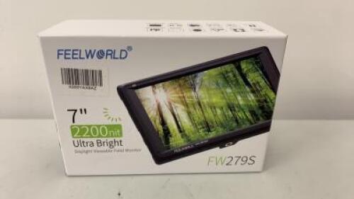 Feelworld 7" Ultra Bright Daylight 4k Viewable Field Monitor, Model FW279S. Comes with 7" Monitor & 1 x F970 Battery Plate. Appears Unused. 