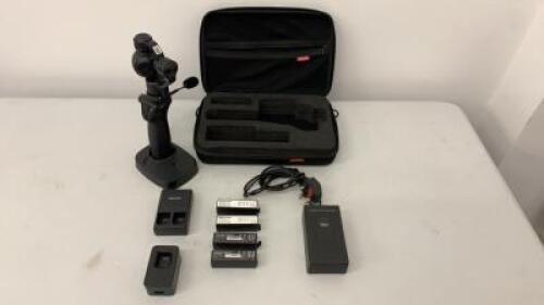 DJI Osmo Handheld 3 Axis Gimbal & 4k HD Zenmuse X3 Camera Set in Carry Case to Include: 1x Osmo Handheld Gimbal, Model OM160, 1 x Zenmuse X3 Camera, Base Unit, 1 x Microphone, 1 x Phone Holder, 1 x DJI Battery Charger with Power Supply, 2 x DJI Lithium Po