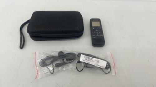 Sony Digital Voice Recorder with Built In USB, Model ICD-PX370, S/N 1714462. Comes with 2 Microphones & Carry Case.