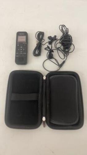 Sony Digital Voice Recorder with Built In USB, Model ICD-PX370, S/N 1714462. Comes with 2 Microphones & Carry Case.