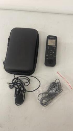 Sony Digital Voice Recorder with Built In USB, Model ICD-PX370, S/N 1714462. Comes with 2 Microphones & Carry Case.