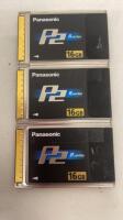 3 x Panasonic 16GB P2, R Series Memory Cards, Model AJ-P2C016RG.