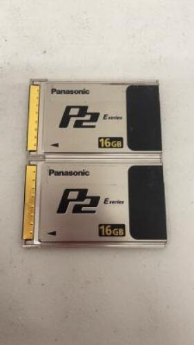 2 x Panasonic 16GB P2, E Series Memory Cards, Model AJ-P2E016XG.