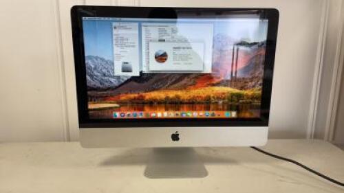 Apple 21" iMac. Running MacOS High Sierra Version 10.13.6. Intel Core 2 Duo, 3.0Ghz, 4GB Ram, 1TB Sata Hard Disk Drive, Graphics ATI Radeon HD 4670 256mb. Comes with Power Supply.