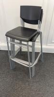 4 x Ikea Grey Metal Black Plastic Seat & Back Rest Stools.