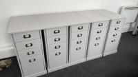 5 x Grey Wooden 4 Drawer Pedestals, Size H70cm x W33cm x D58cm.