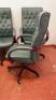 5 x Green Faux Leather High Button Back Button Office Swivel Chairs. NOTE: requires repairs and tightening to frame as viewed. - 6