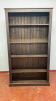 Stained Pine Wooden Open Fronted Bookcase with 4 Shelves, Size H214cm x W122cm x D36cm