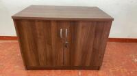 Walnut Effect Wooden 2 Door 1 Shelf Cabinet with Keys. Size H72cm x W97cm x D60cm