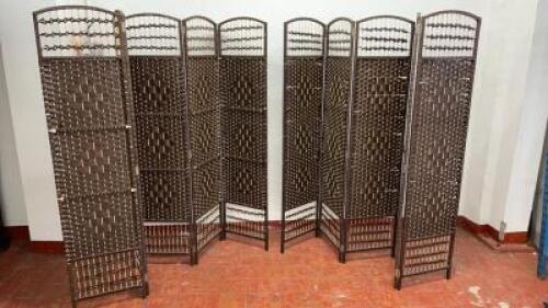 Pair of Woven 5 Sectioned Fold Out Room Dividers, Size H 170cm (Approx. 200cm width).