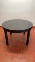 Ikea BJURSTA Stained Wooden Extending Dining Table, Size H74cm, Diam 115cm. Overall Length 165cm.