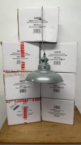 8 x Mini Sun Duomo Industrial Grey Pendant Shade Ceiling Light, Model 24639, In Original Box.