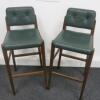 Pair of Neri & Hu Designed Capo High Bar Stools, Manufactured In Portugal by De-La-Espada. Black Stained Walnut Frame and Upholstered in Green Leather with Green Leather Back. Size H115cm. RRP £3610.00 - 3