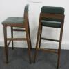 Pair of Neri & Hu Designed Capo High Bar Stools, Manufactured In Portugal by De-La-Espada. Black Stained Walnut Frame and Upholstered in Green Leather with Green Leather Back. Size H115cm. RRP £3610.00 - 4