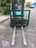 Mitsubishi LPG Fork Lift Truck, Model FG18K, S/N EF25A-85623, 4012 Hrs, DOM 2002, Side Shift, Max Fork Height 3M, Weight Capacity 1600kg. Comes with 2 Spare Gas Bottles: - 12