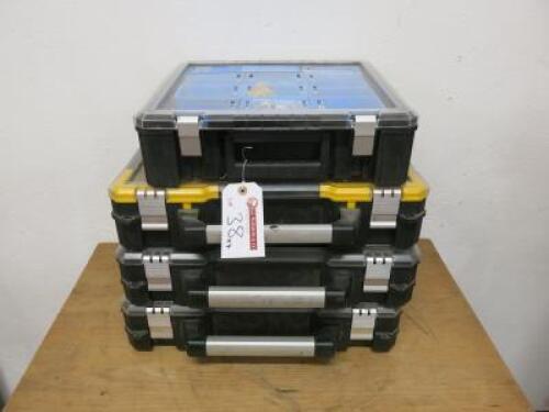 4 x Assorted Sized Storage Cases to Include: 2 x Empty & 2 With Assorted Screws & Brackets (As Viewed/Pictured).