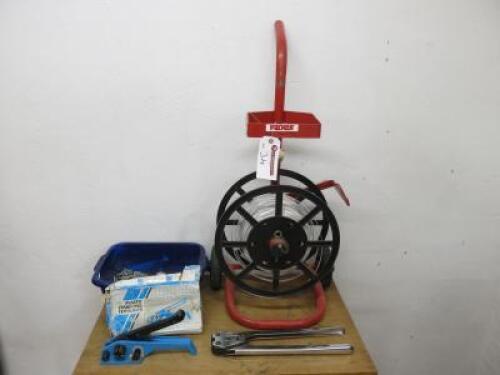 Mobile Strapping Machine with Tensioner, Crimper & Part Reel of Polypropylene Strapping.