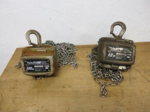 Pair of Yale Lift 360 1/2 Ton Chain Hoist with Chains.