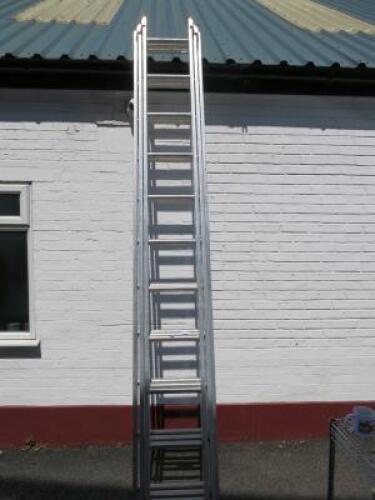 3 Piece Aluminum Extending Ladder, Extended Height 8.94M, Capacity 150kg.