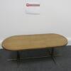 Coffee Table with Heavy Duty Brass Coloured Metal Base and Wooden Top, Size H42cm x D49cm x W120m