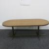 Coffee Table with Heavy Duty Brass Coloured Metal Base and Wooden Top, Size H42cm x D49cm x W120m - 2