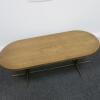 Coffee Table with Heavy Duty Brass Coloured Metal Base and Wooden Top, Size H42cm x D49cm x W120m - 3