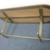 Coffee Table with Heavy Duty Brass Coloured Metal Base and Wooden Top, Size H42cm x D49cm x W120m - 6